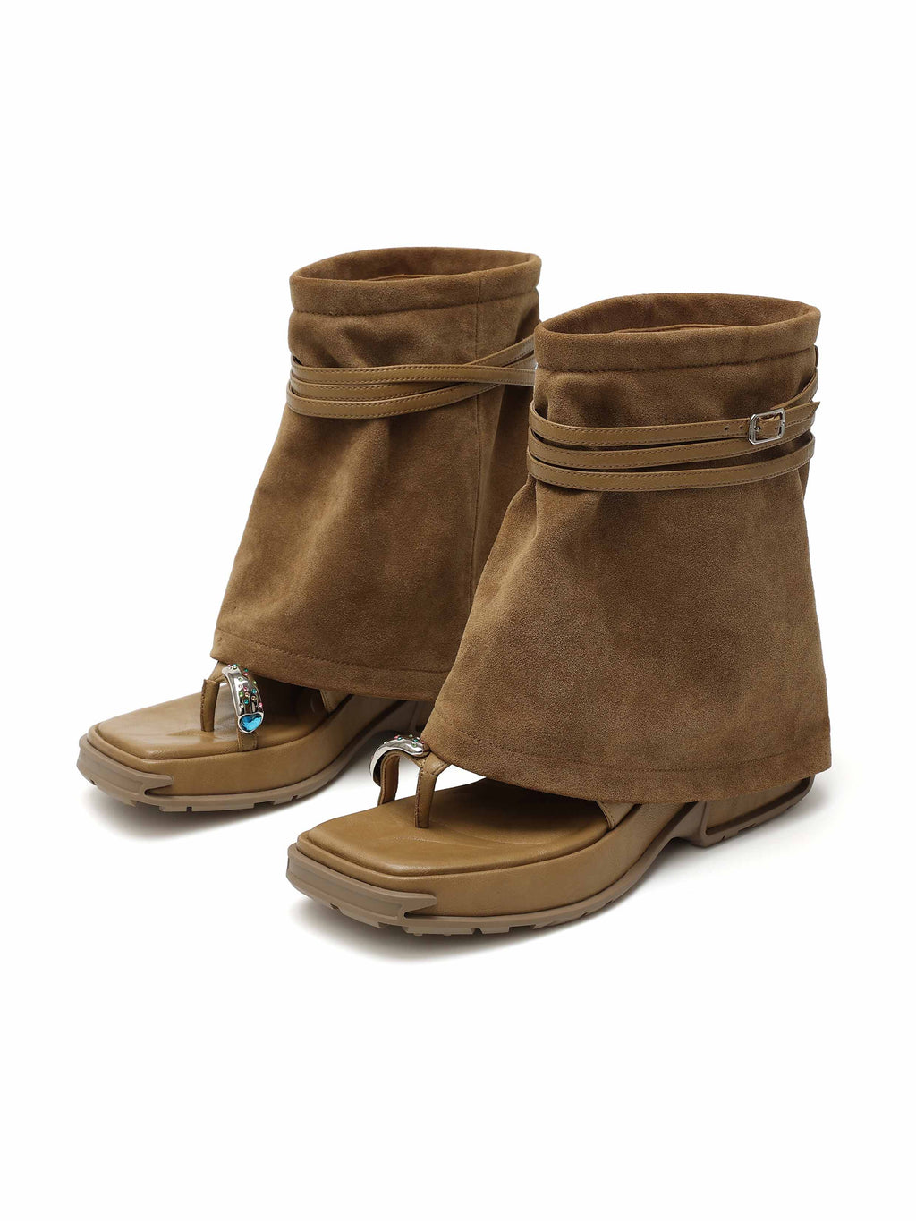 OENONE Zehenring-Stiefeletten Khaki-Braun
