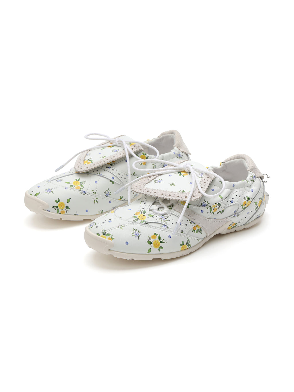 DIONE Fold-Over Tongue Trainers Ivory Floral