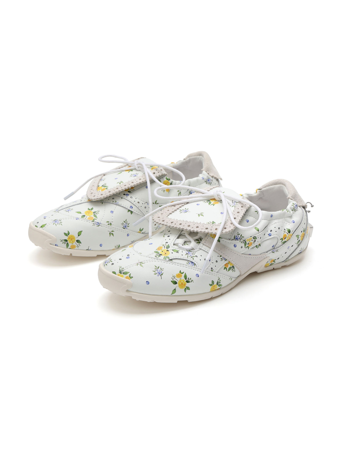 DIONE Fold-Over Tongue Trainers Elfenbein Blumenmuster