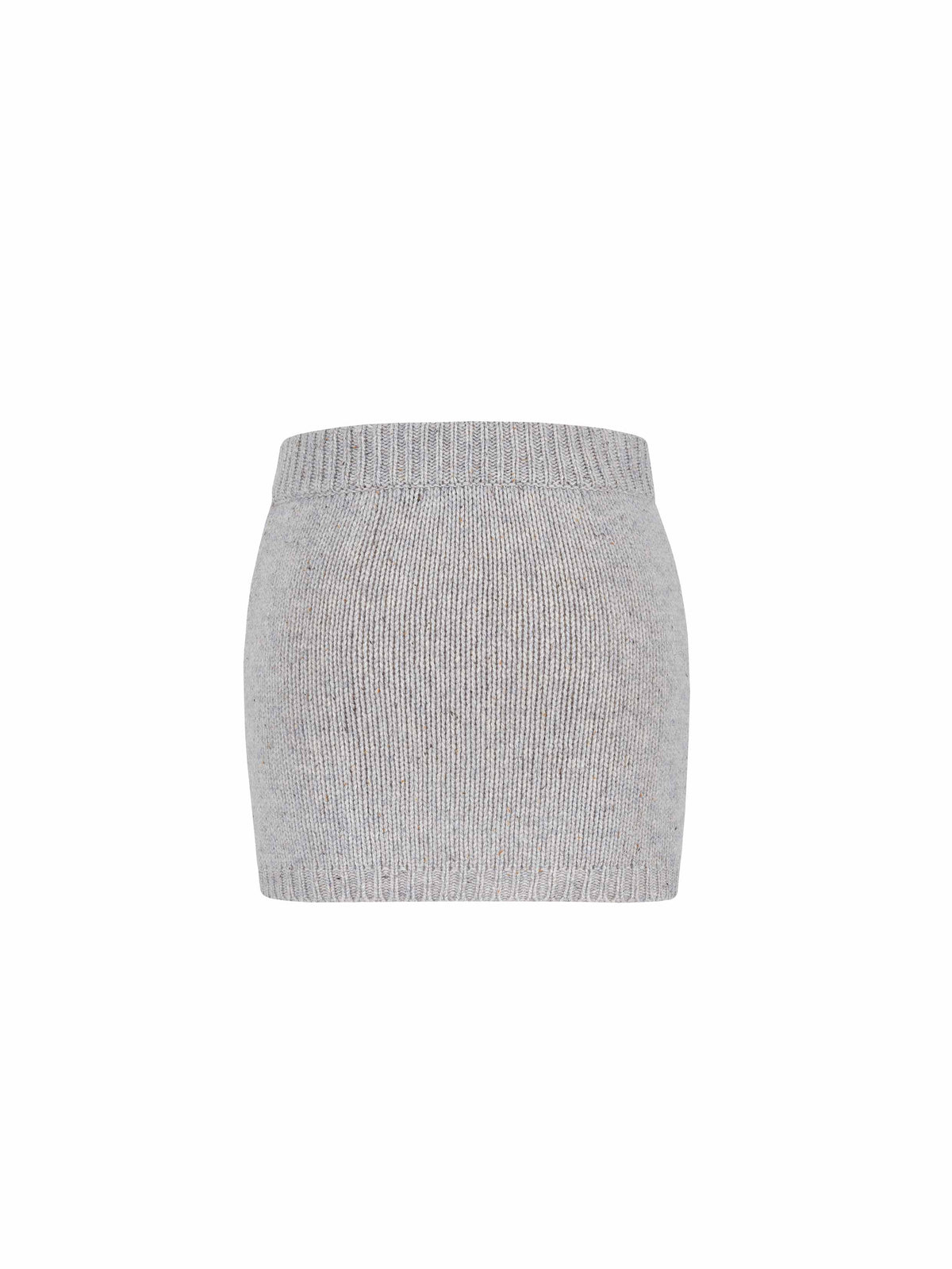Speckled Knit Mini Skirt Light Gray