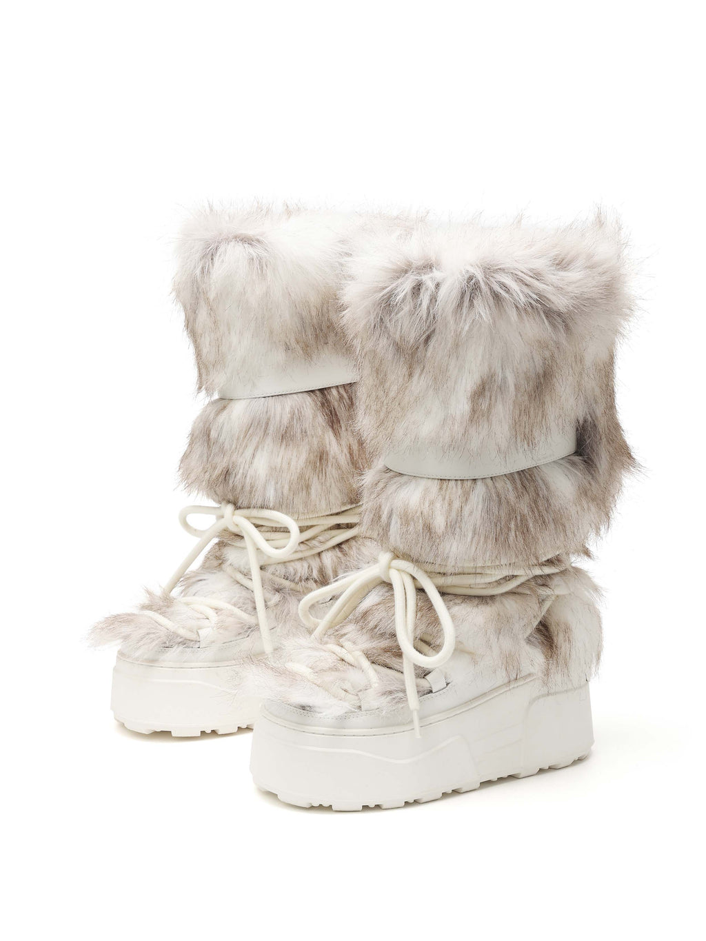 KHIONE Fur Platform High Ankle Boots White