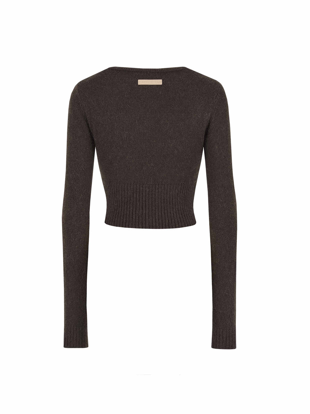 Mohair Cutout V-Neck Knit Cardigan Espresso Brown