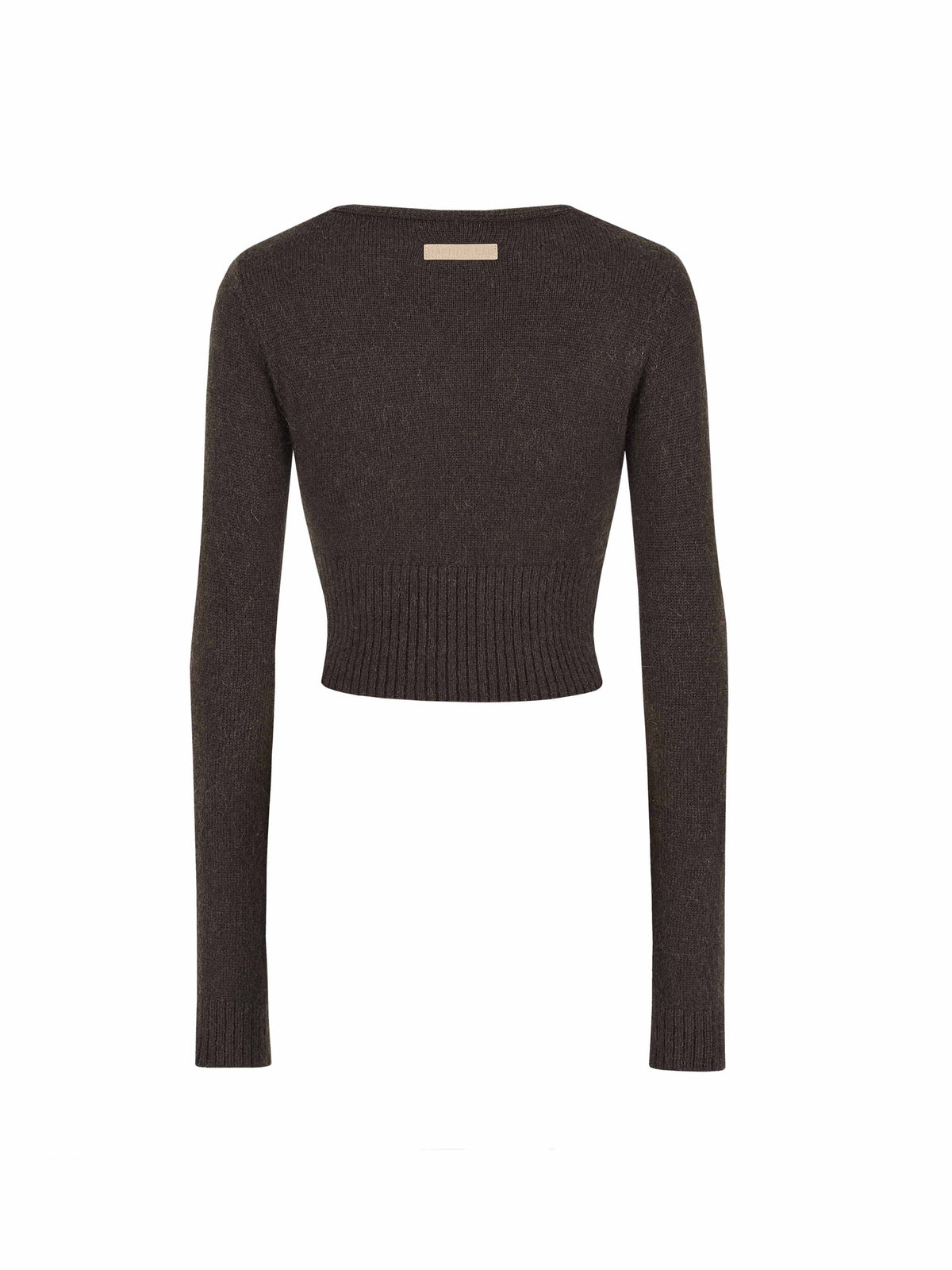Mohair Cutout V-Neck Knit Cardigan Espresso Brown