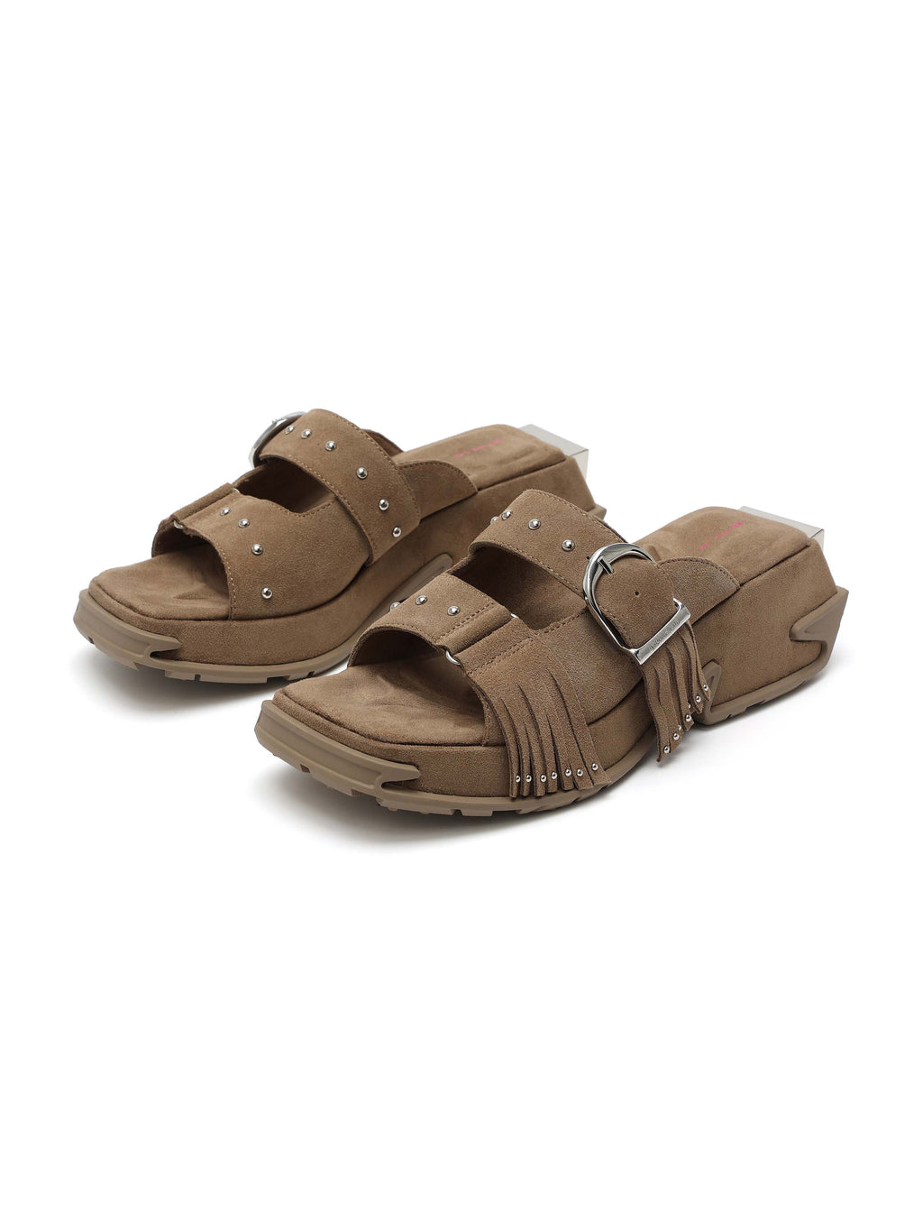 OREA Fringe Plateau-Sandalen Khakibraun