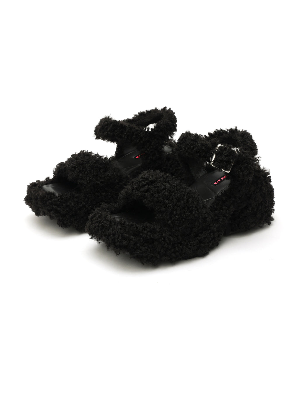 AMALTHEA Fur Platform Sandals Black