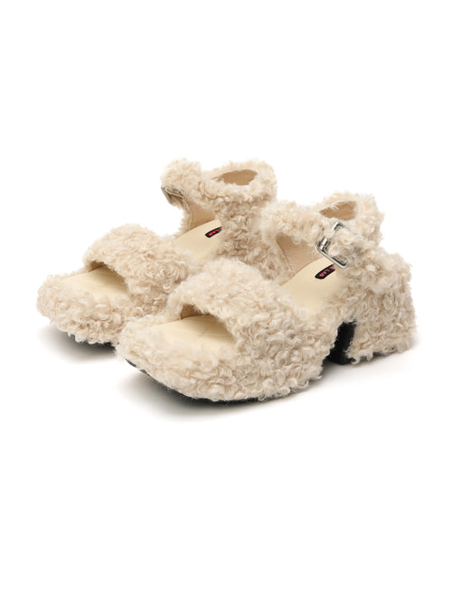 AMALTHEA Plateau-Sandalen aus Fellimitat Beige