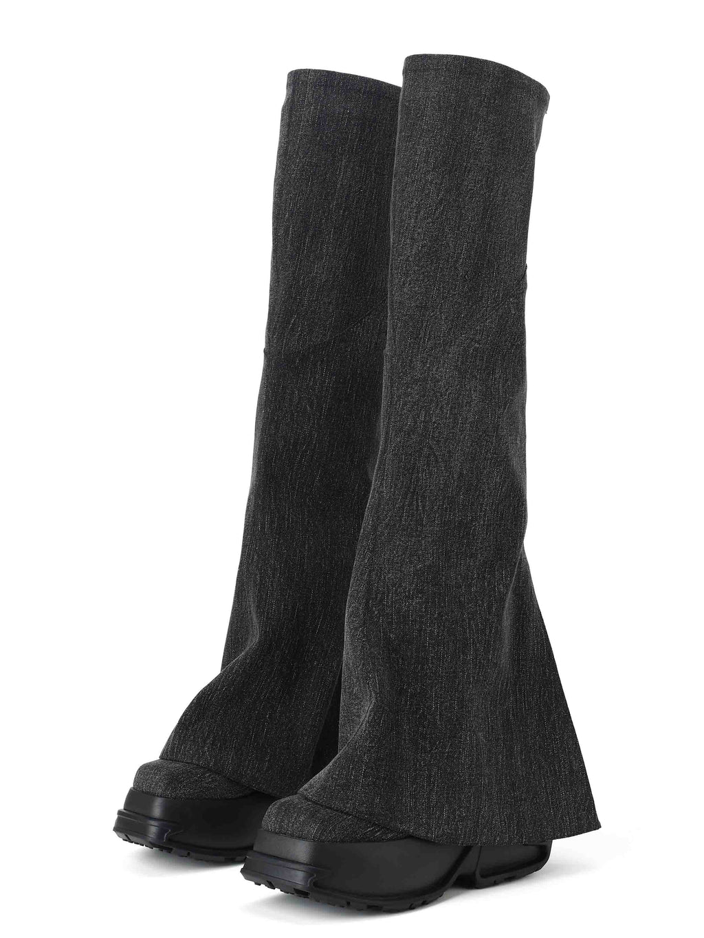 SELENE Crystal Split OTK Boots Black Denim