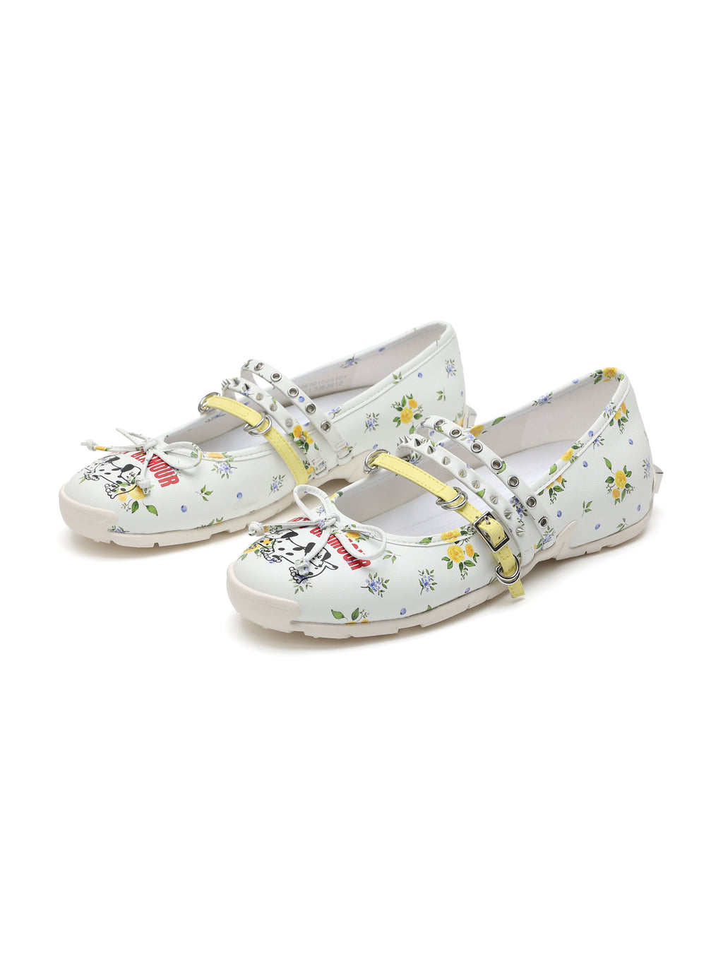 ANTHEA Multi-Strap Mary Jane Flats Floral White