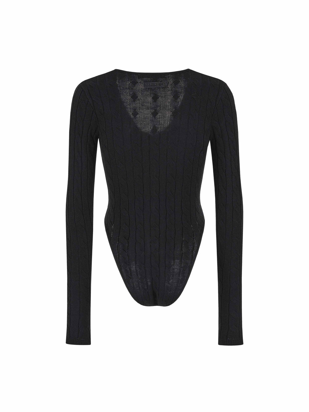 Cable Knit Zip-Up Bodysuit Black