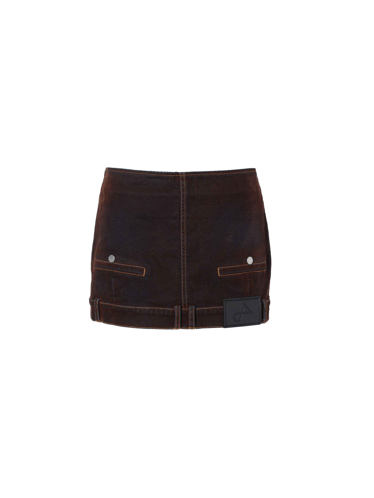 Flocked Denim Deconstructed Mini Skirt