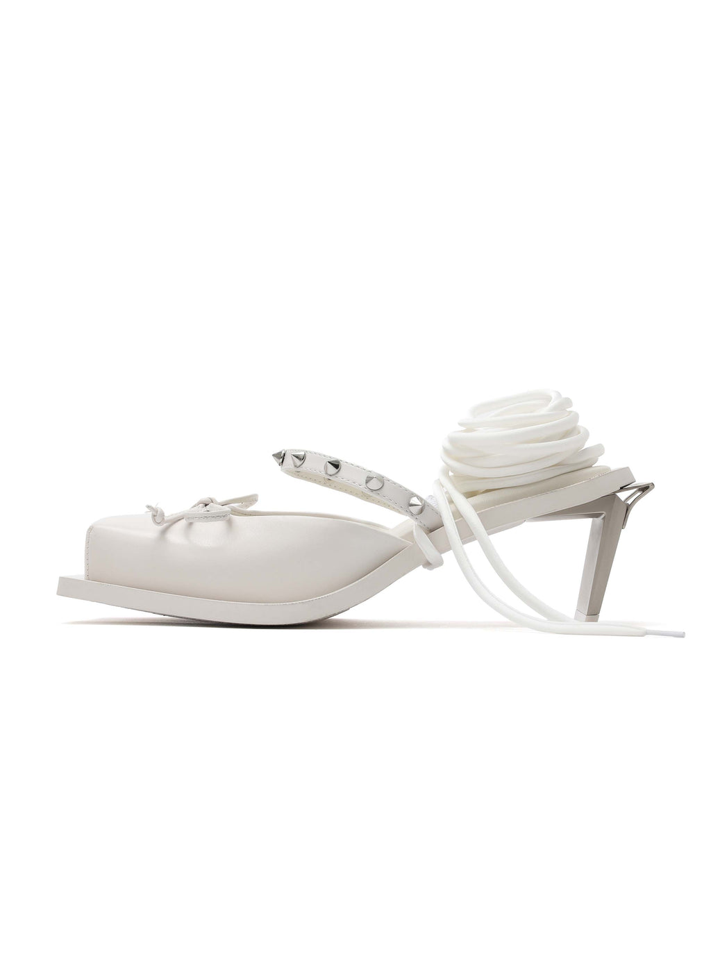 RHODANTHE Rose Lace-Up Mules White