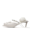 RHODANTHE Rose Lace-Up Mules White