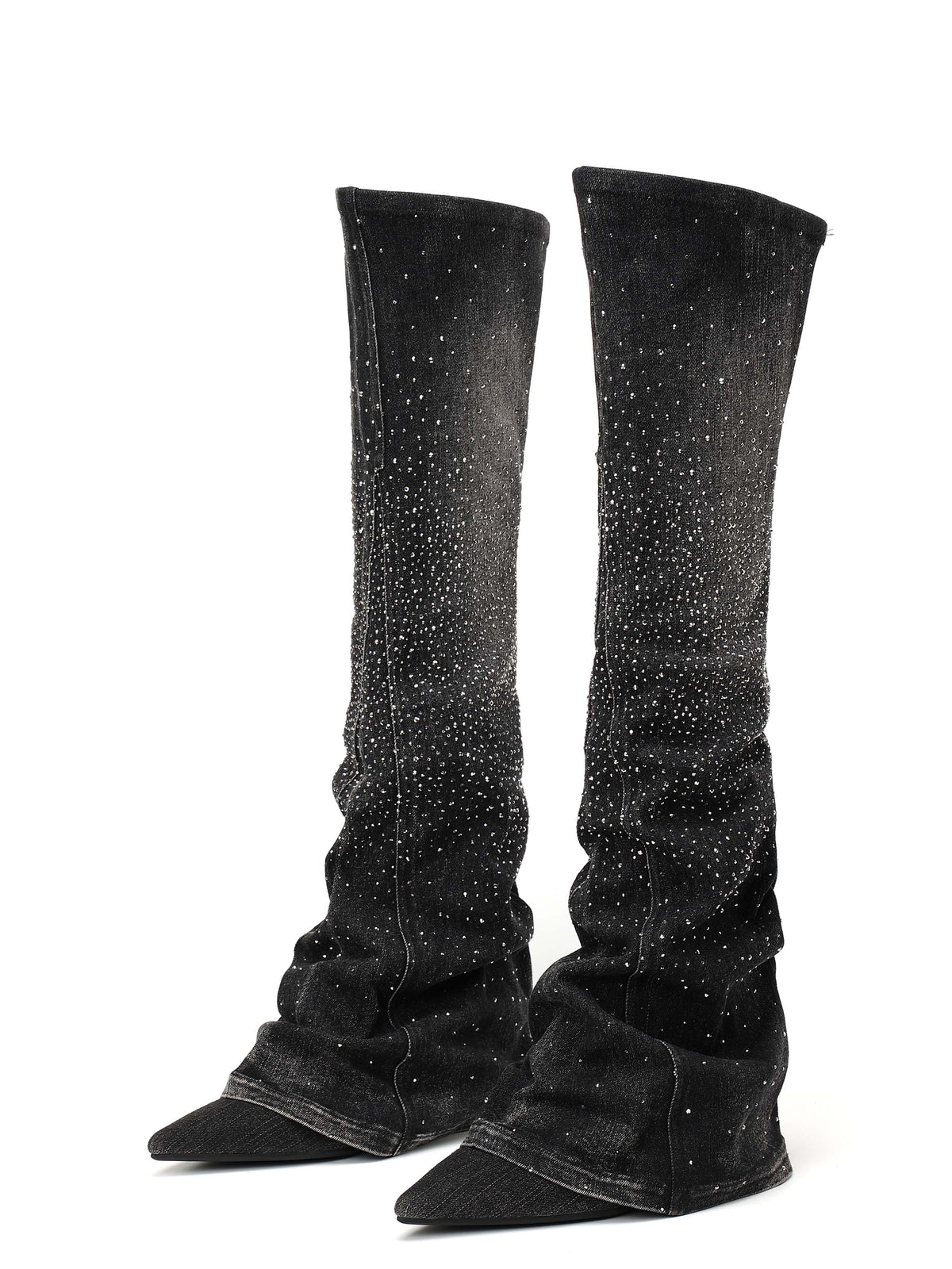 CASSIOPEIA Crystal Gaiter OTK Boots Black Denim