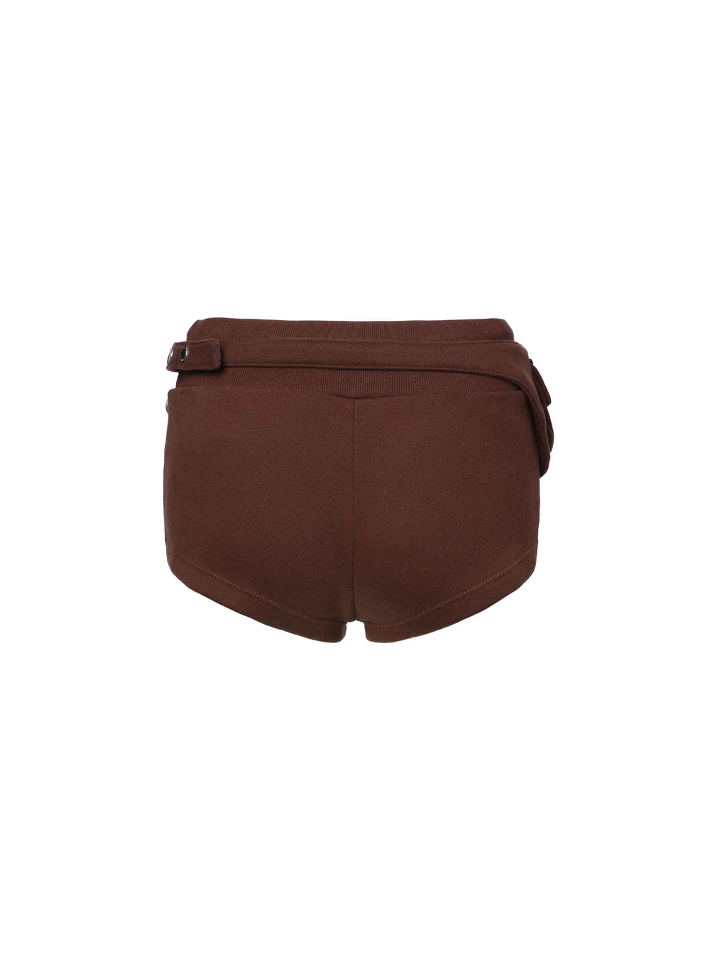 Detachable Belt Bag Knit Shorts Brown