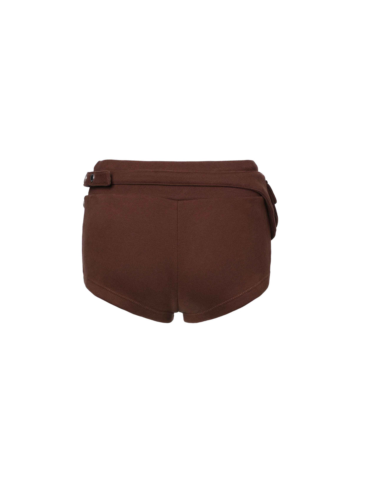 Detachable Belt Bag Knit Shorts Brown
