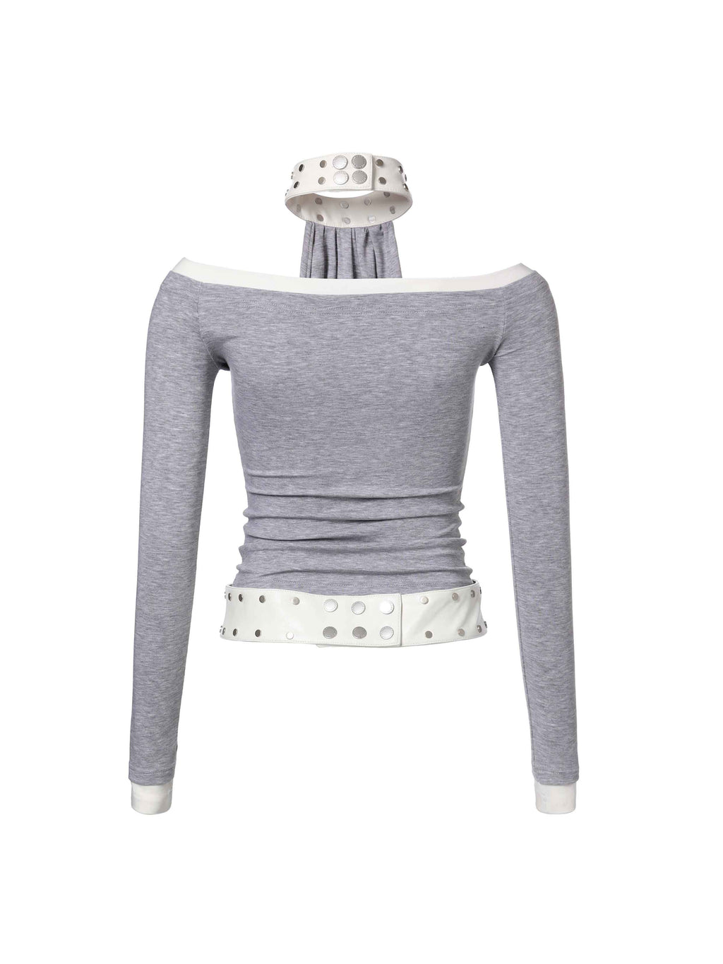Studded Halter Two-Piece Top Gray