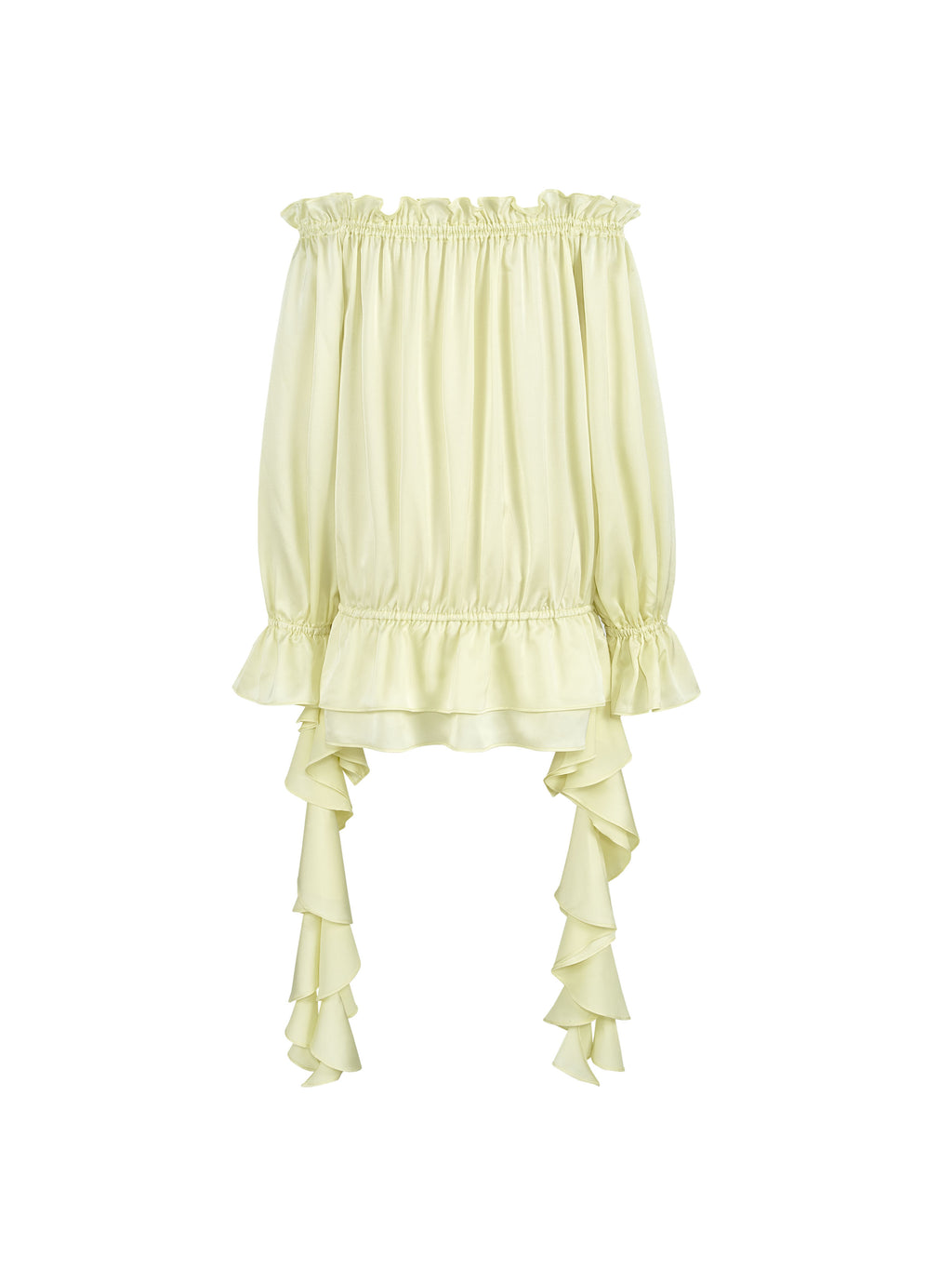 Crystal Ruffle Off-Shoulder Blouse Butter Yellow