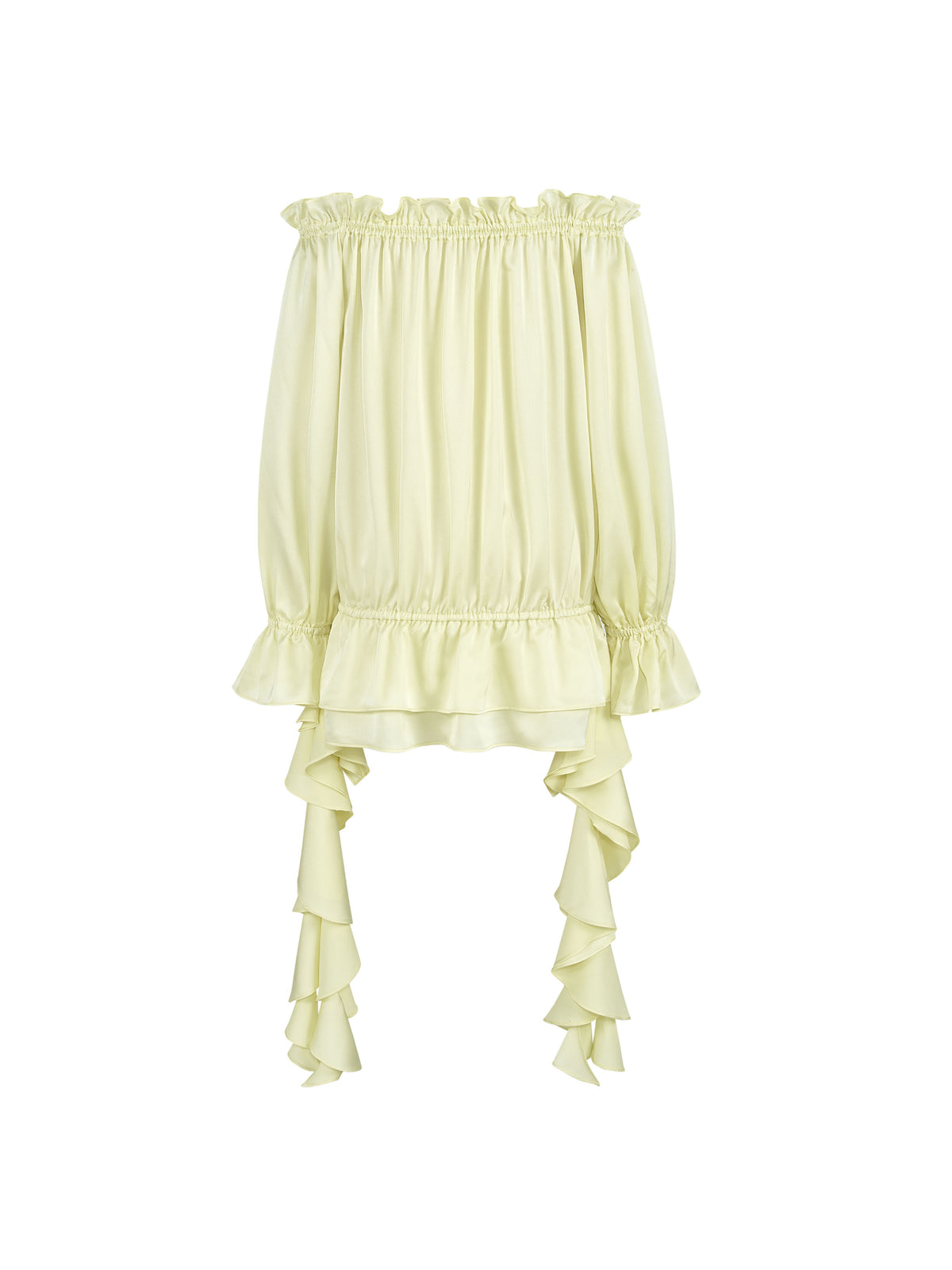 Crystal Ruffle Off-Shoulder Blouse Butter Yellow