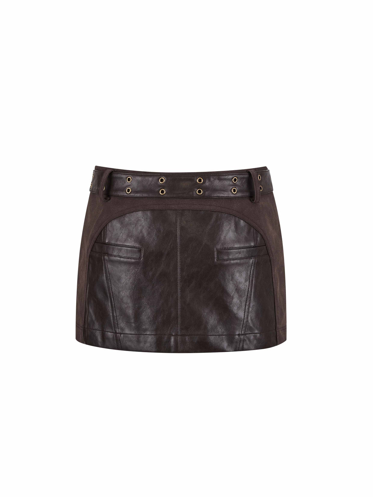 Double-Buckle Low-Rise Panelled Mini Skirt