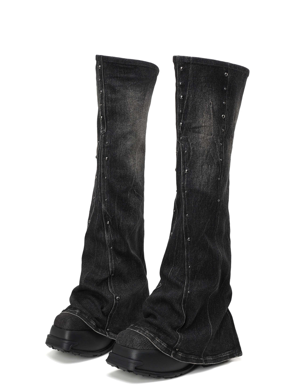 CALLIOPE Studded Platform Gaiter OTK Boots Black Denim