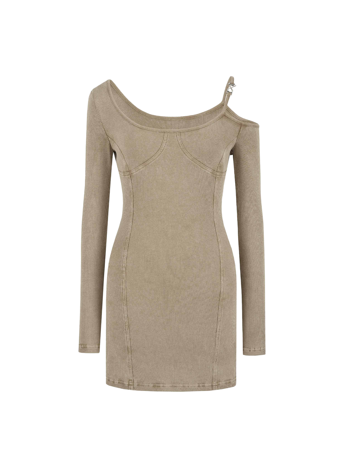 Asymmetric Mini Dress Washed Khaki