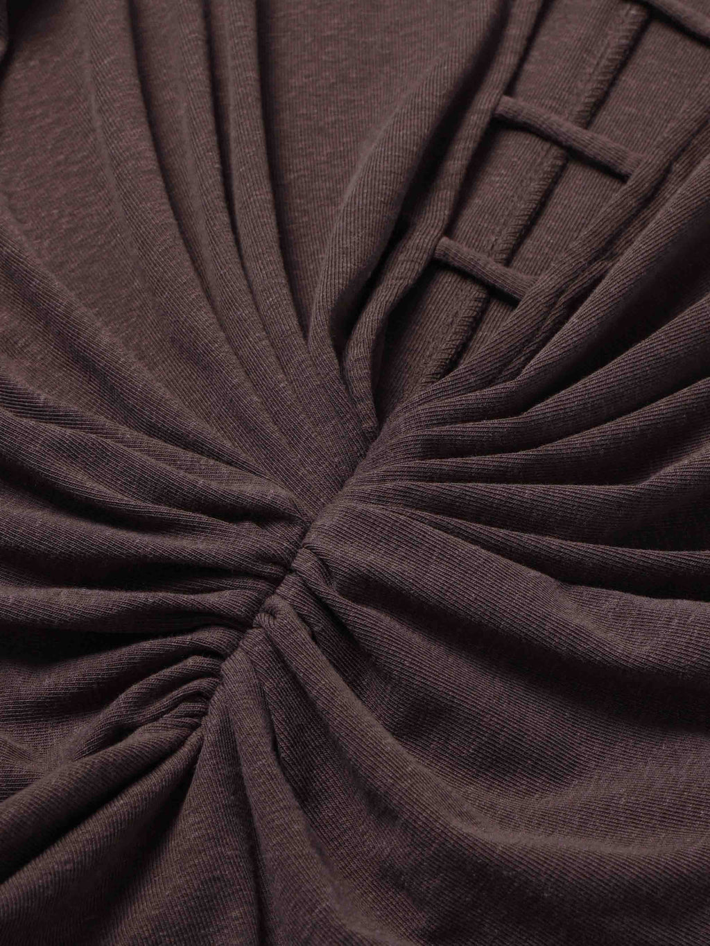 Ruched Plunge Neck Strap Bodysuit Chocolate Brown