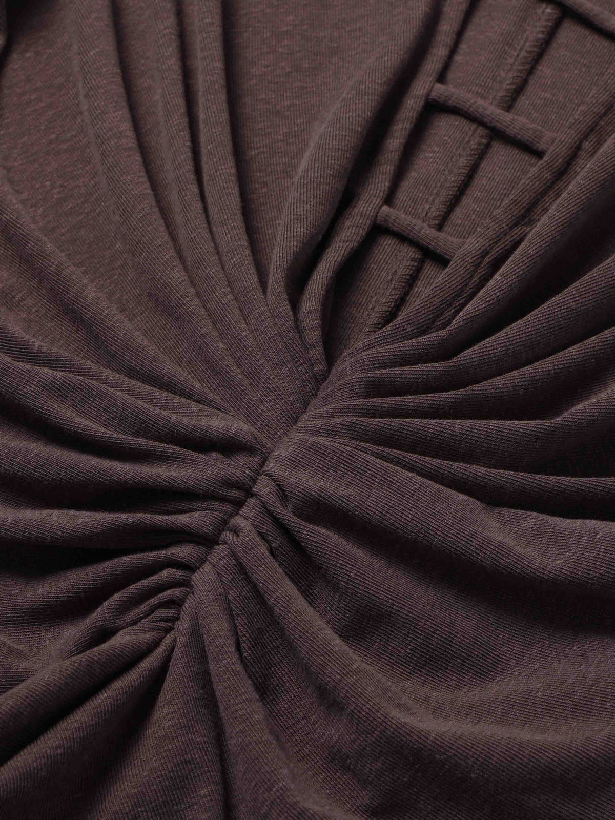 Ruched Plunge Neck Strap Bodysuit Chocolate Brown