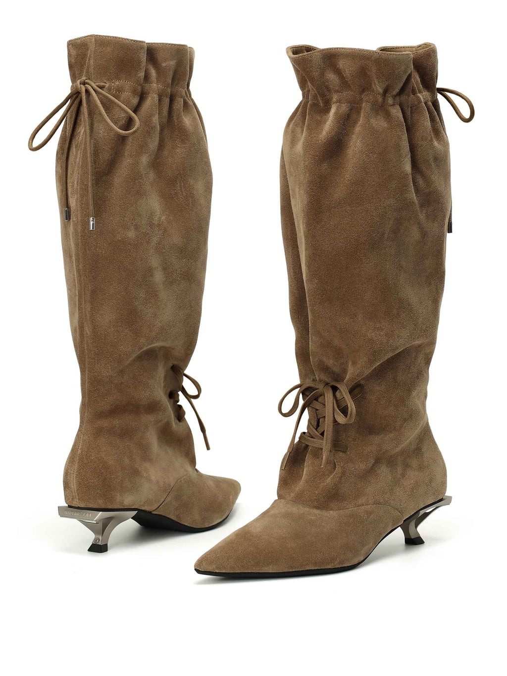 IANTHE Drawstring Knee-High Boots Khaki Brown
