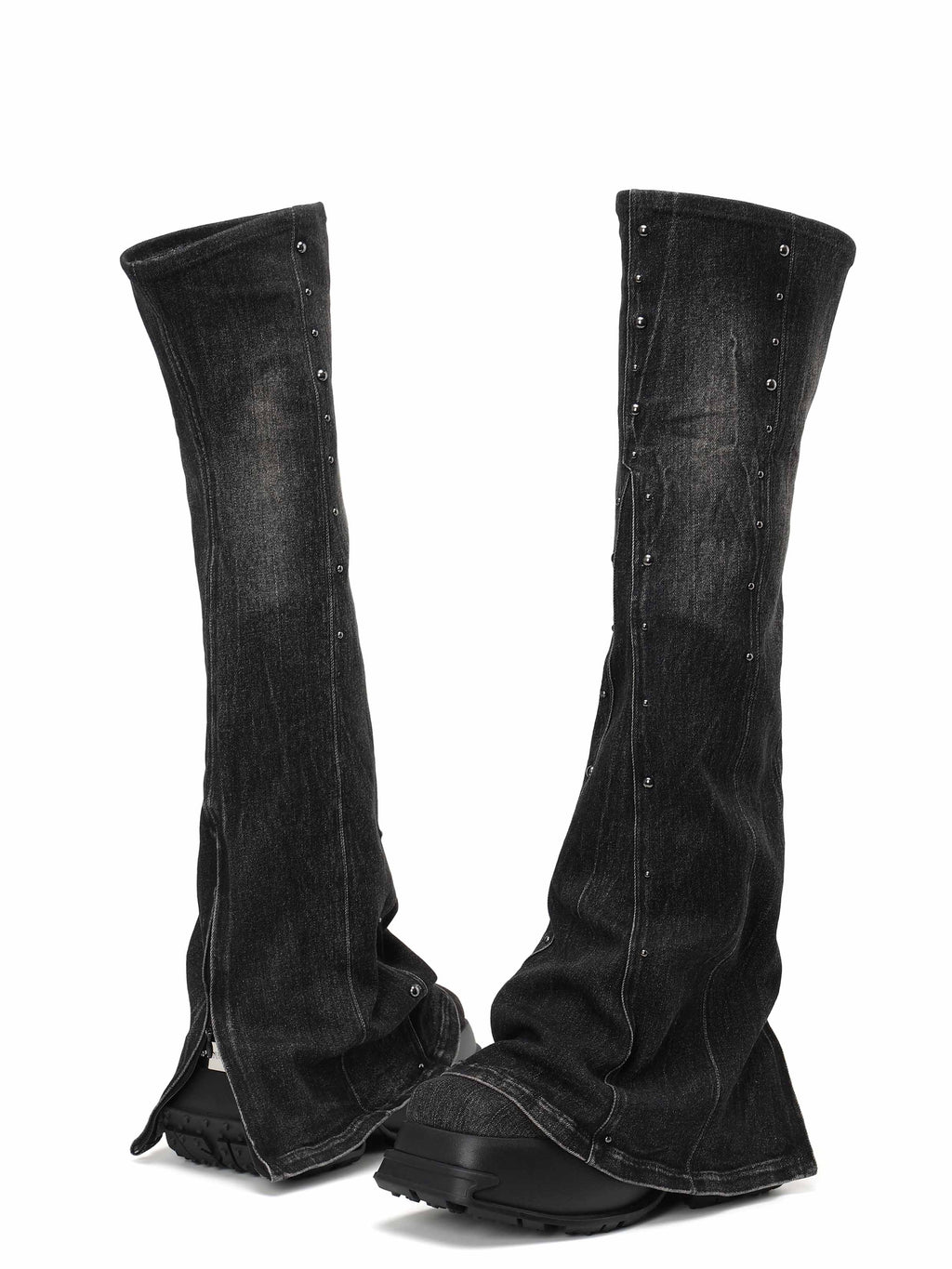 CALLIOPE Studded Platform Gaiter OTK Boots Black Denim