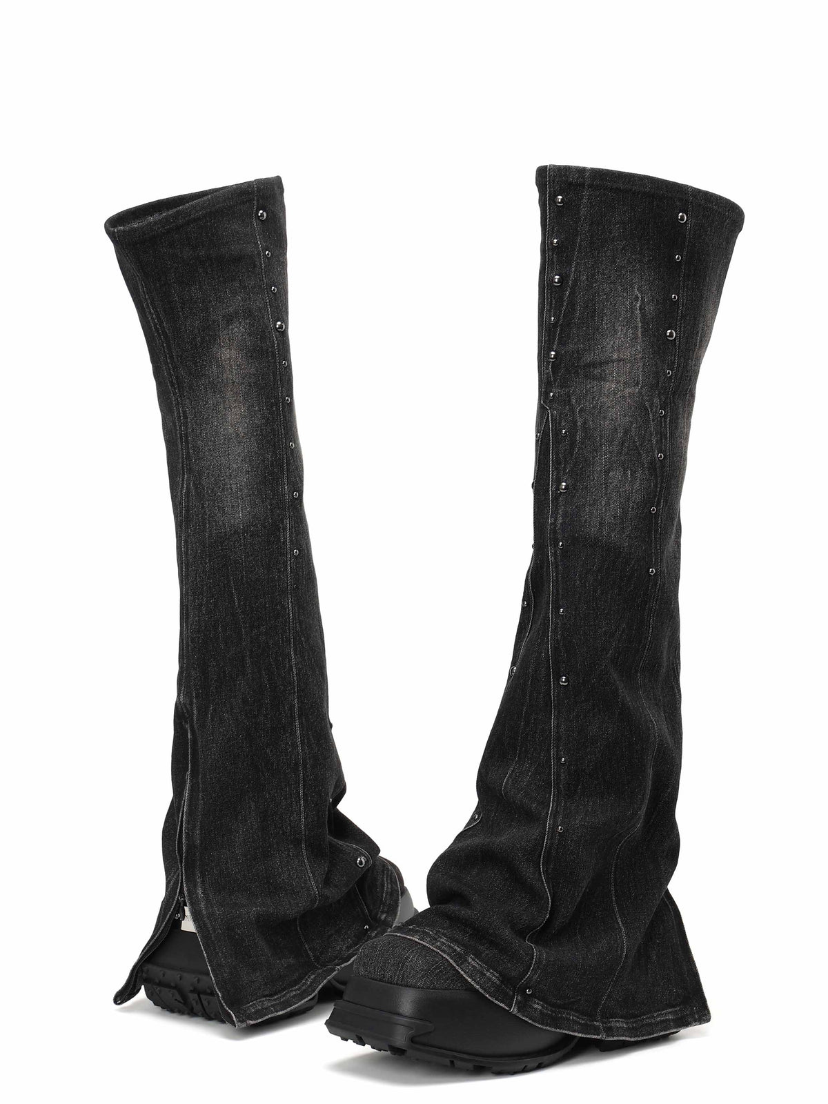 CALLIOPE Studded Platform Gaiter OTK Boots Black Denim