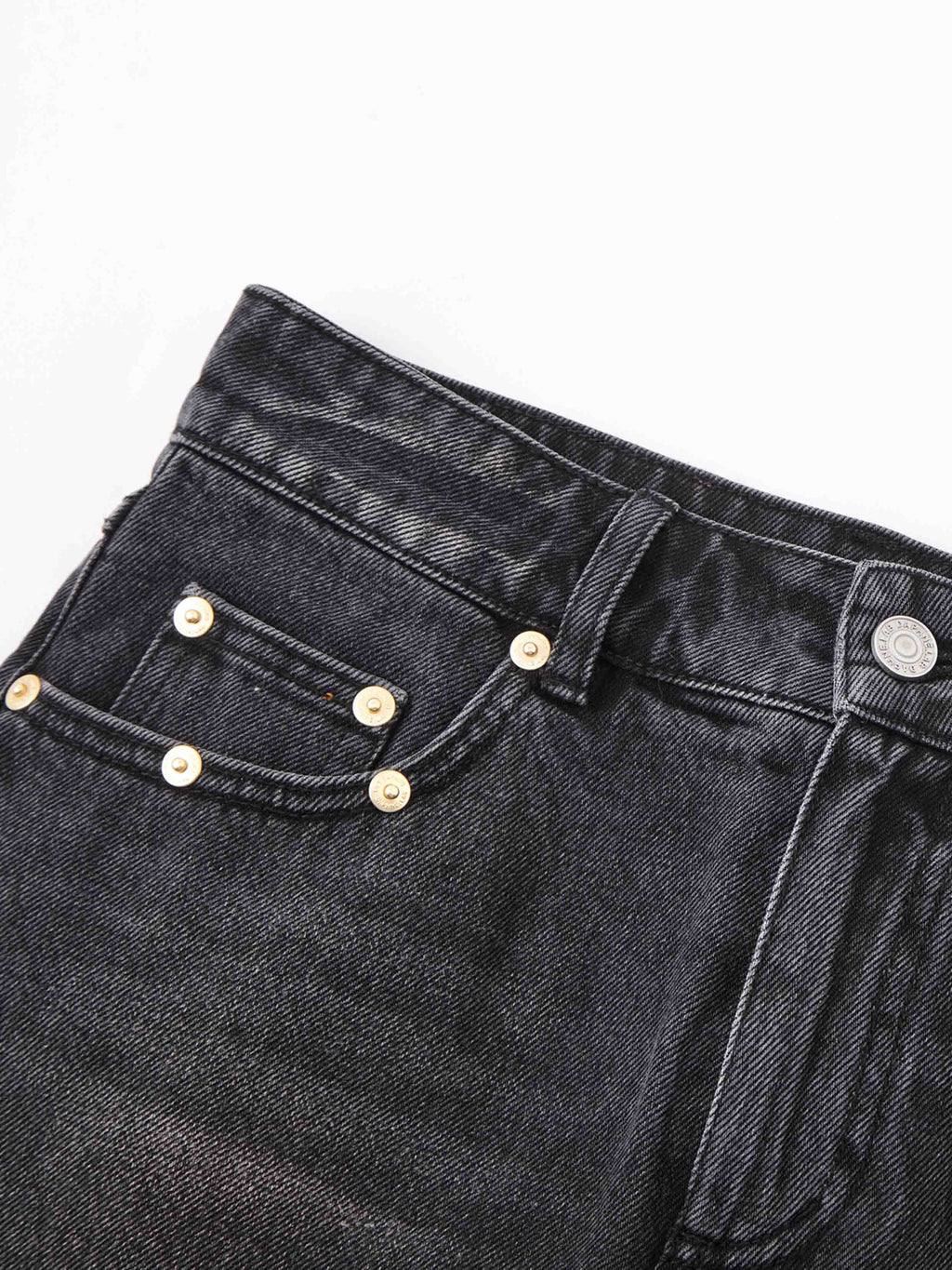 Studded Denim Mini Skirt Black Wash