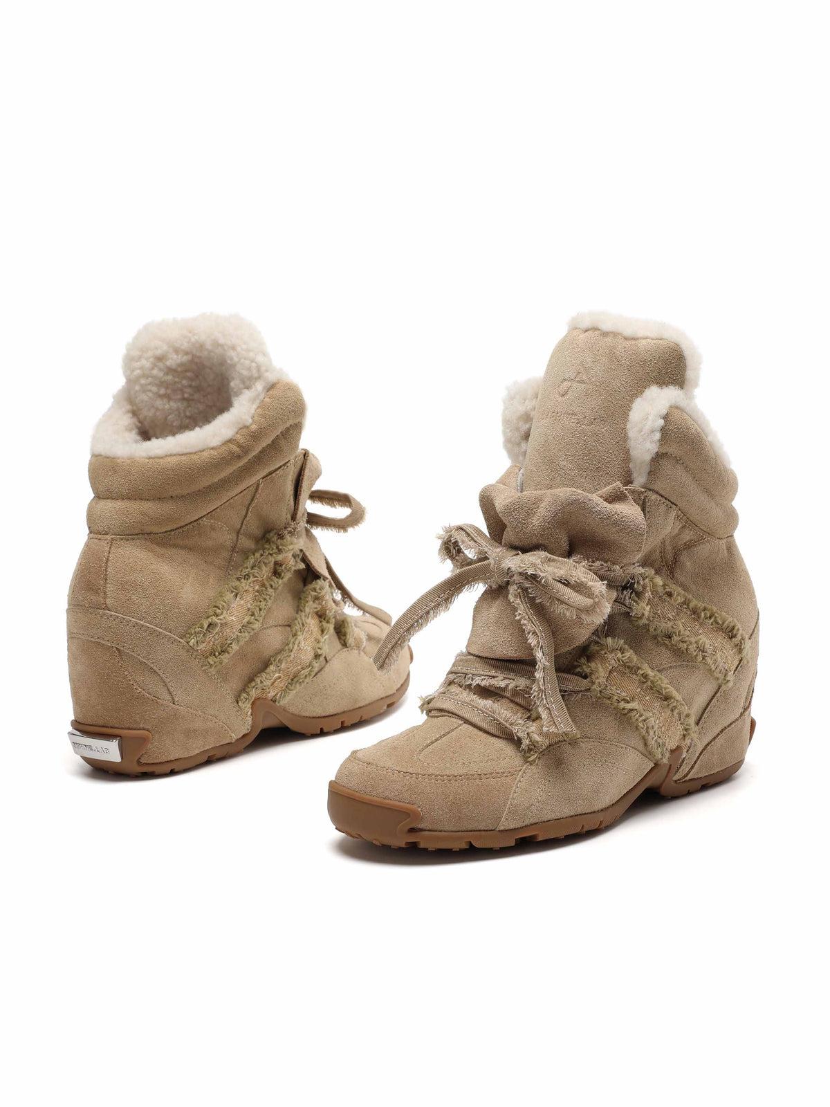 ARIADNE Distressed Wedge Sneakers Light Khaki