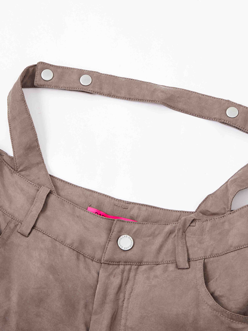 Cutout Buckle Straight-Leg Pants Taupe Brown
