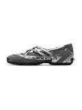 PHEME Ballerinas mit gekreuzten Riemen, Gunmetal-Silber