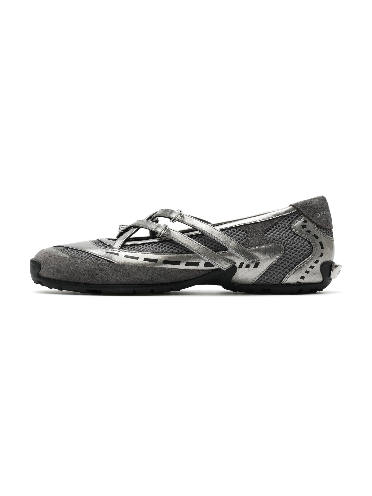 PHEME Ballerinas mit gekreuzten Riemen, Gunmetal-Silber