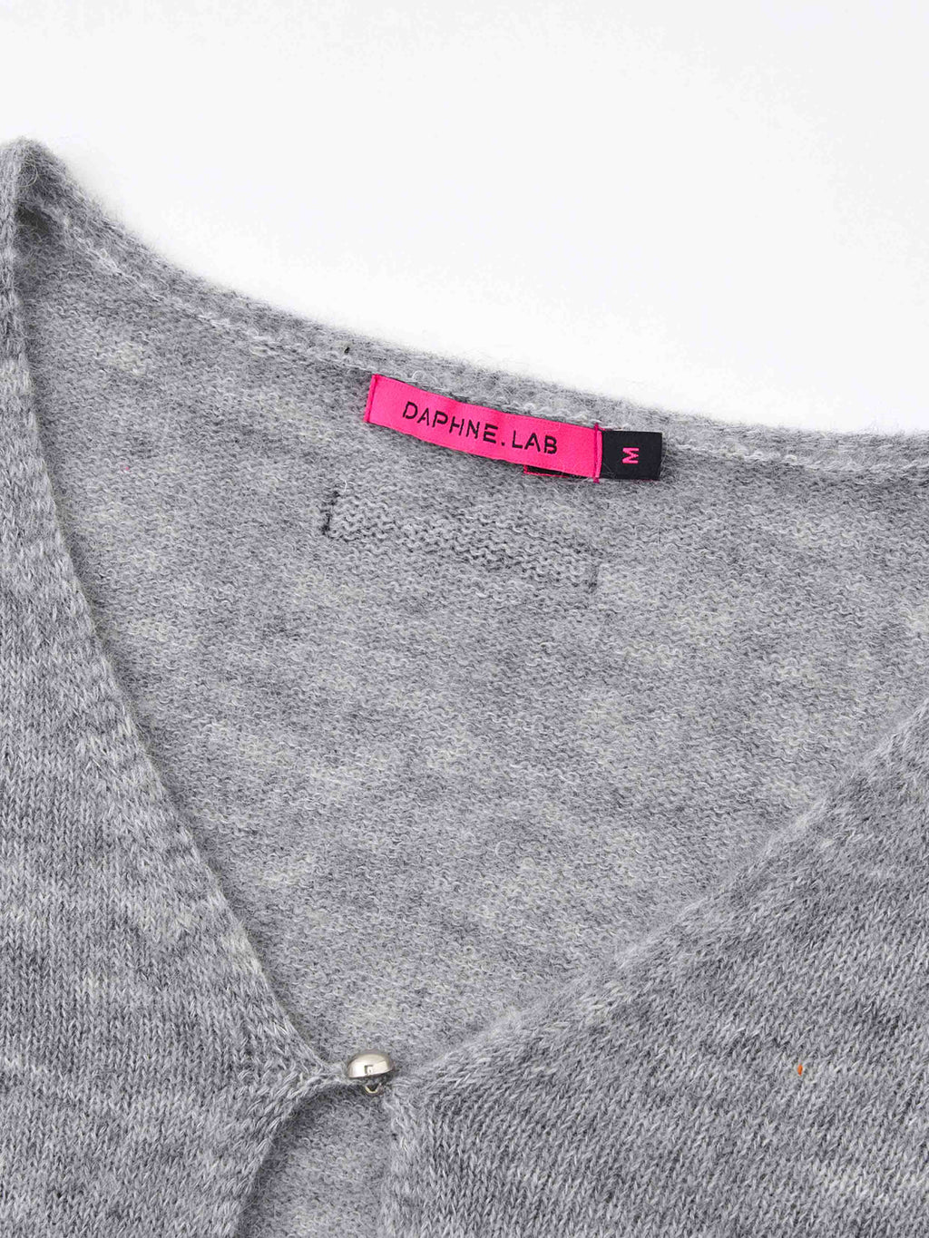 Mohair Cutout V-Neck Knit Cardigan Gray