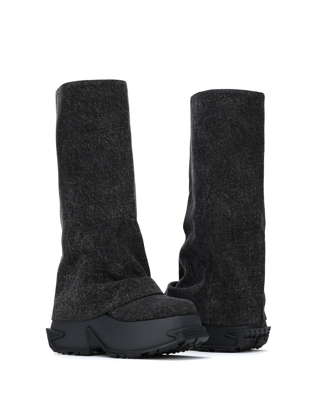 ERATO Zip-Gamaschenstiefel kniehoch aus schwarzem Denim