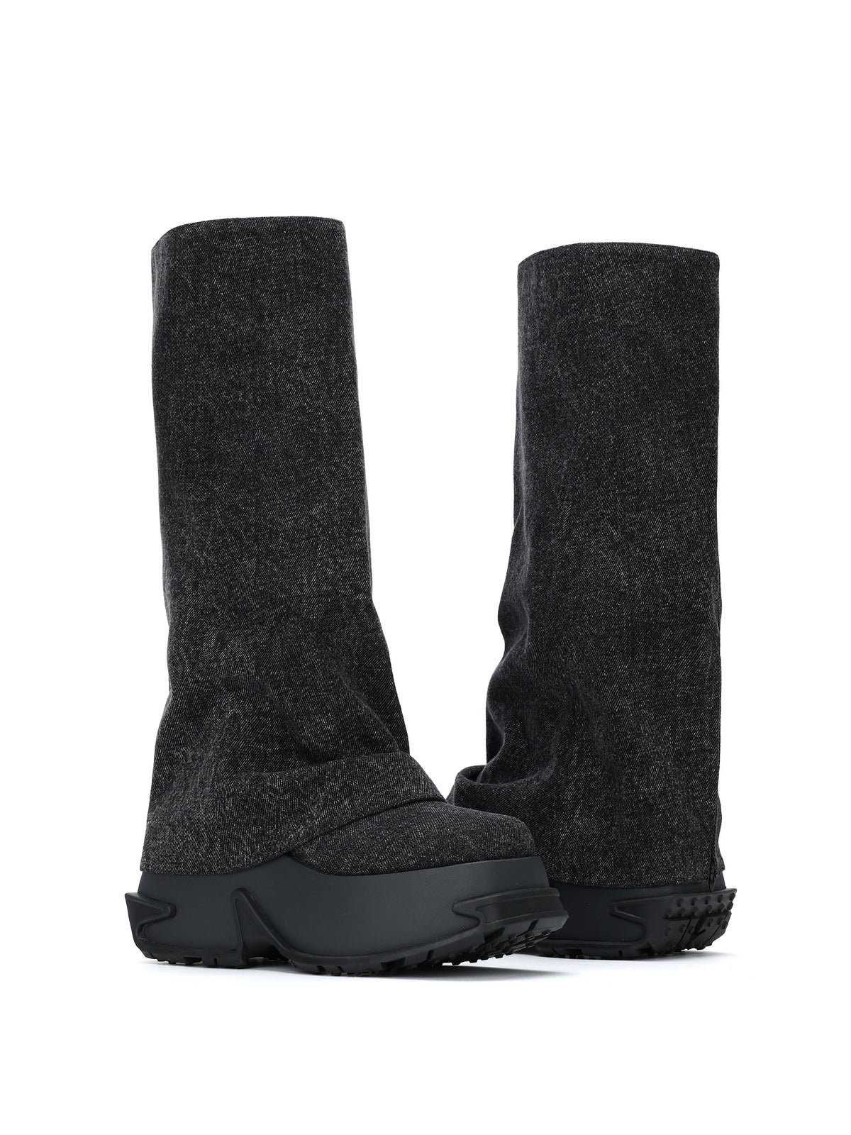 ERATO Zip-Gamaschenstiefel kniehoch aus schwarzem Denim