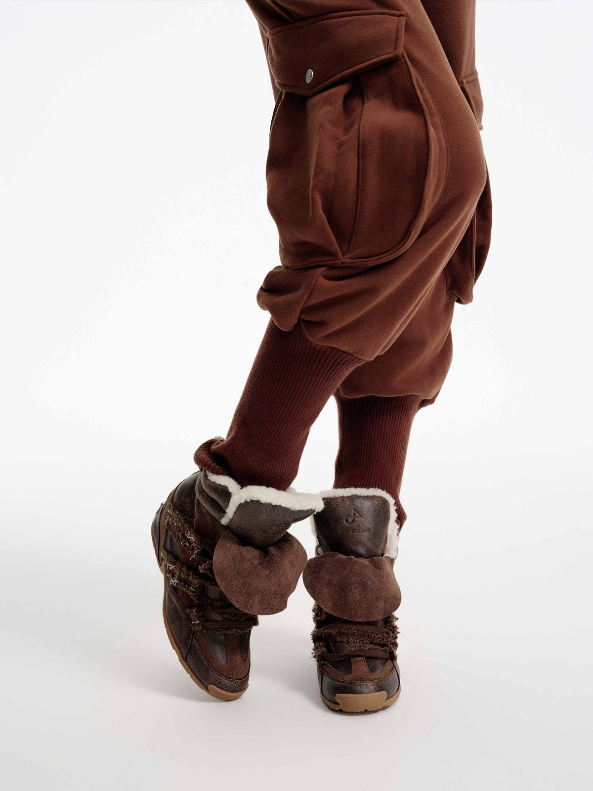 ARIADNE Distressed Wedge Sneakers Cocoa Brown