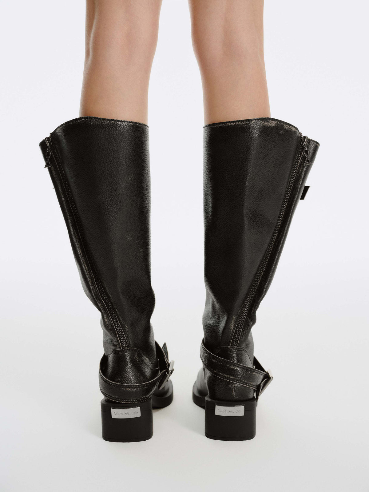 ACHLYS Buckle High Ankle Boots Distressed Black