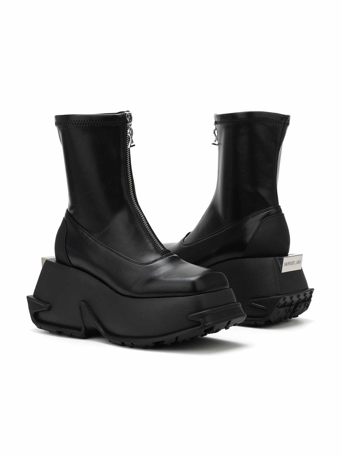 DEIMOS Sculpted Platform Ankle Boots Black