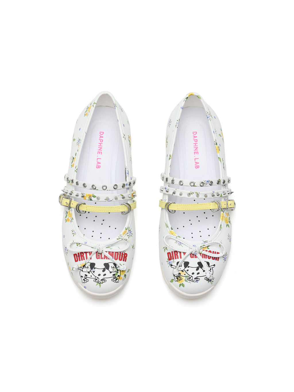 ANTHEA Multi-Strap Mary Jane Flats Floral White