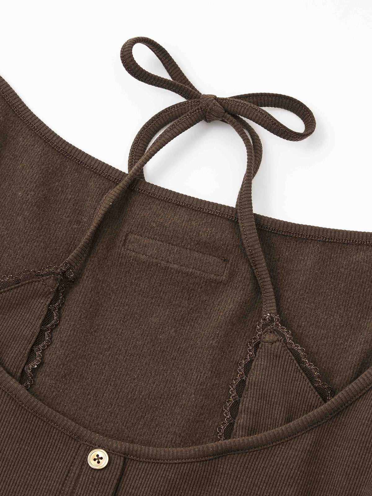 Layered Halter Knit Mini Dress Espresso Brown