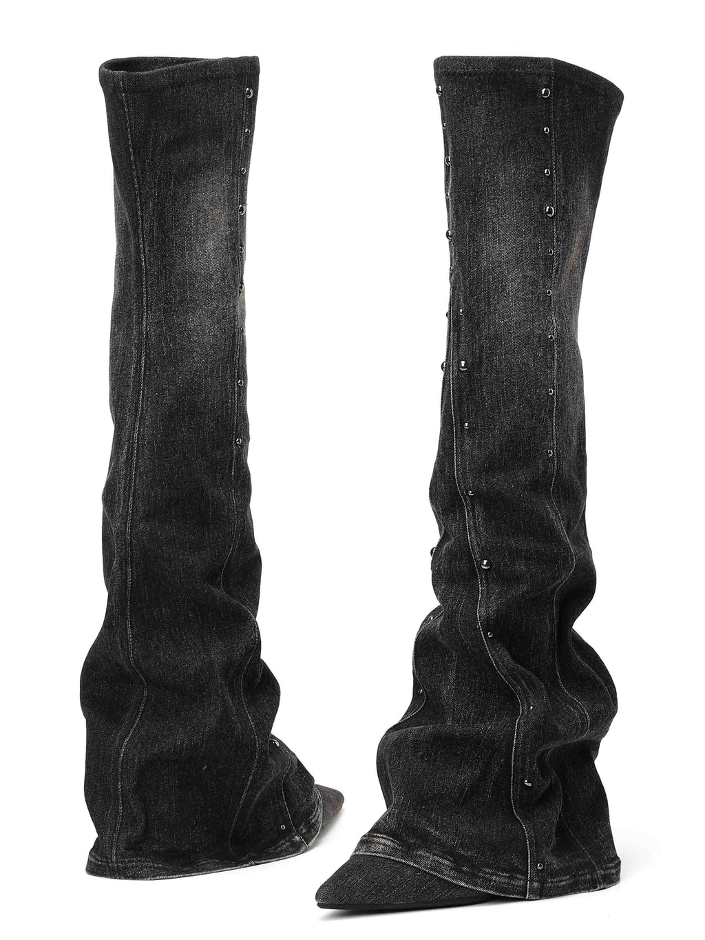 CALLIOPE Studded Gaiter OTK Boots Black Denim