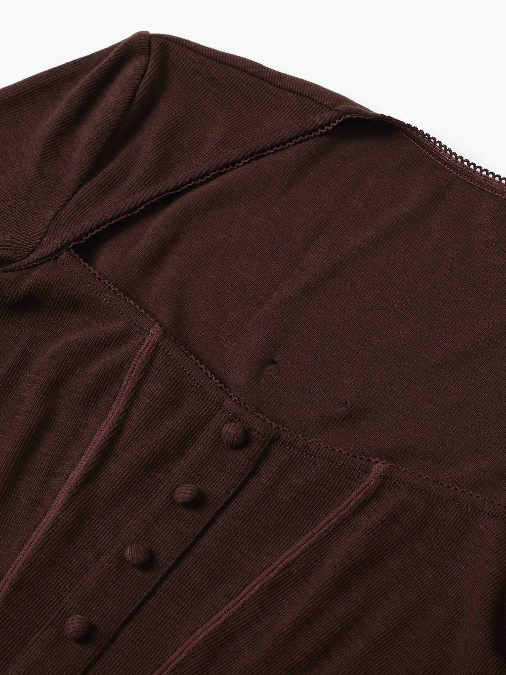 Contrast Seam Square-Neck Bodysuit Purple Brown