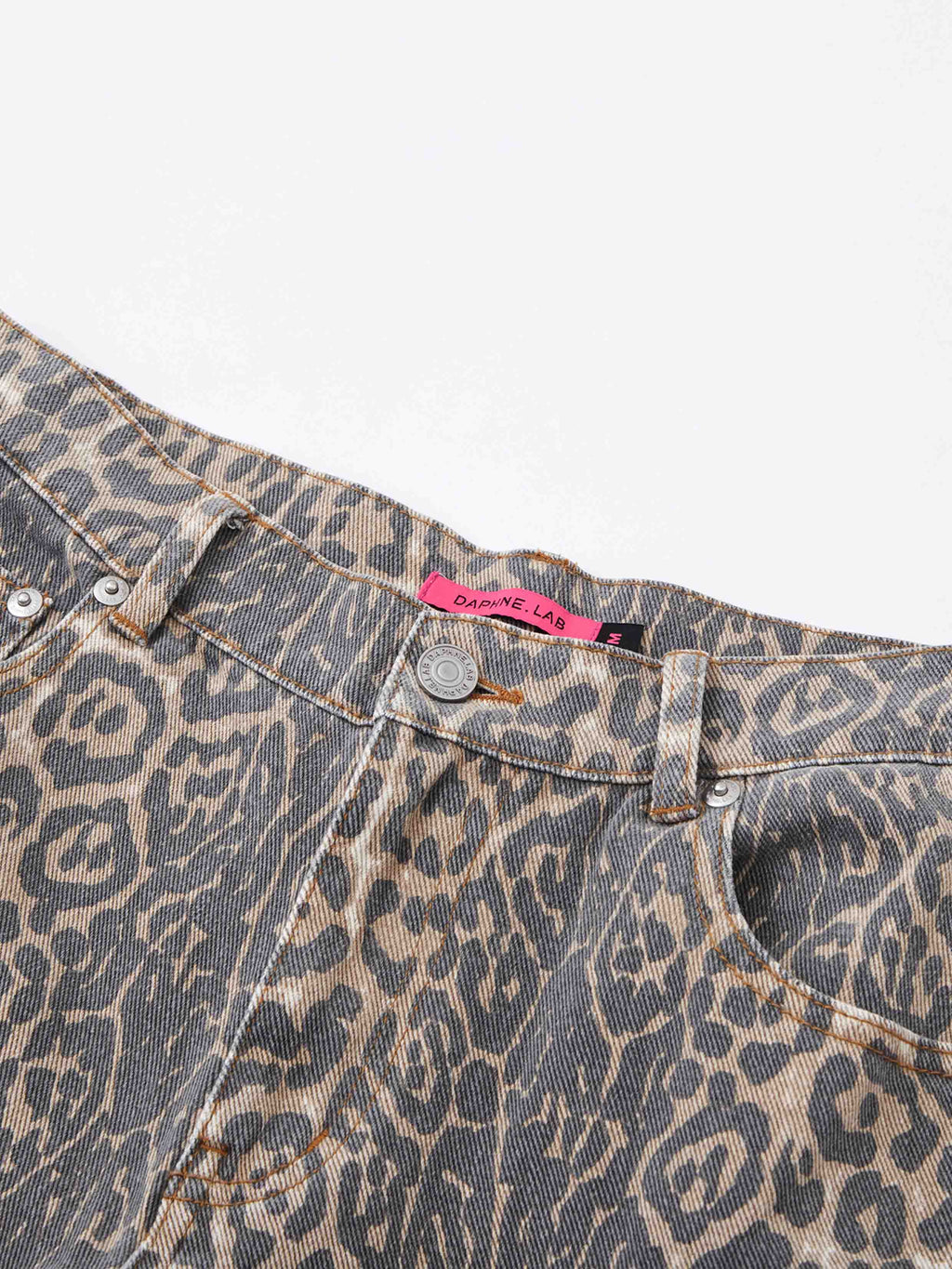 Studded Leopard Wide-Leg Jeans