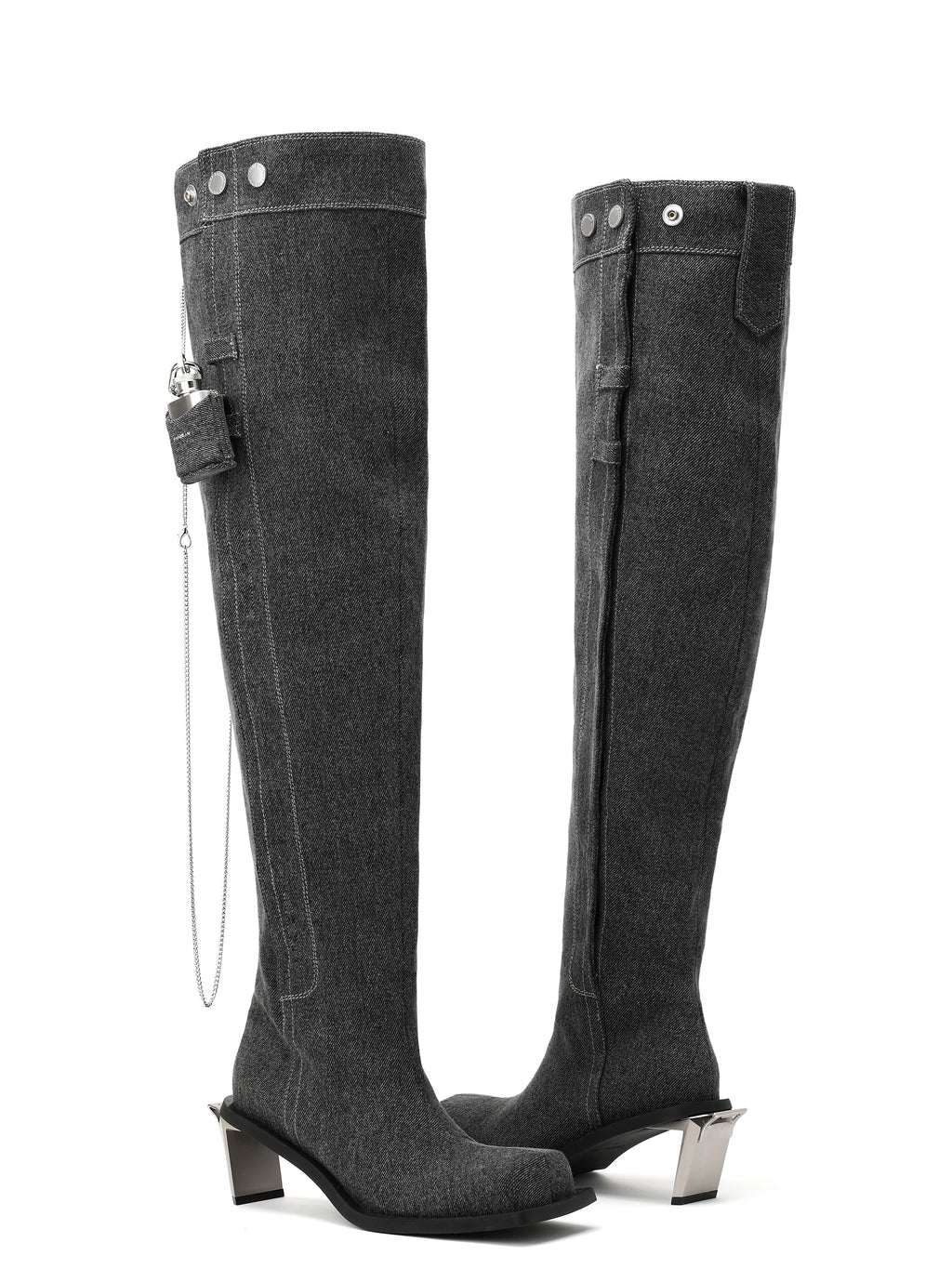 ERINYS Opener Heel OTK Boots Black Denim
