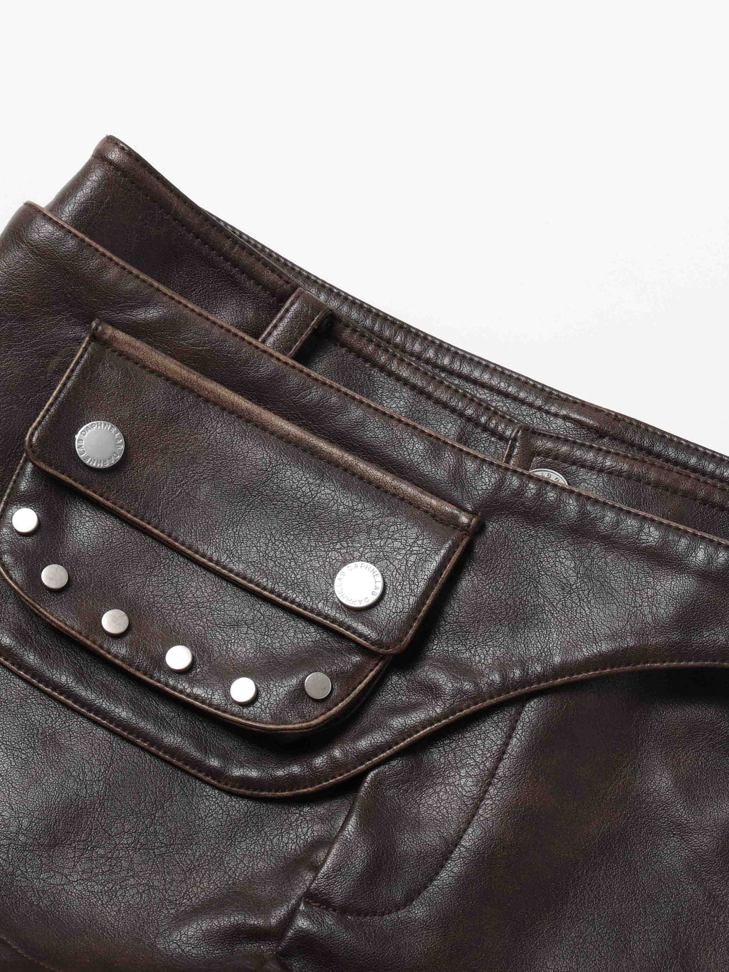 Detachable Belt Bag Distressed Shorts Brown