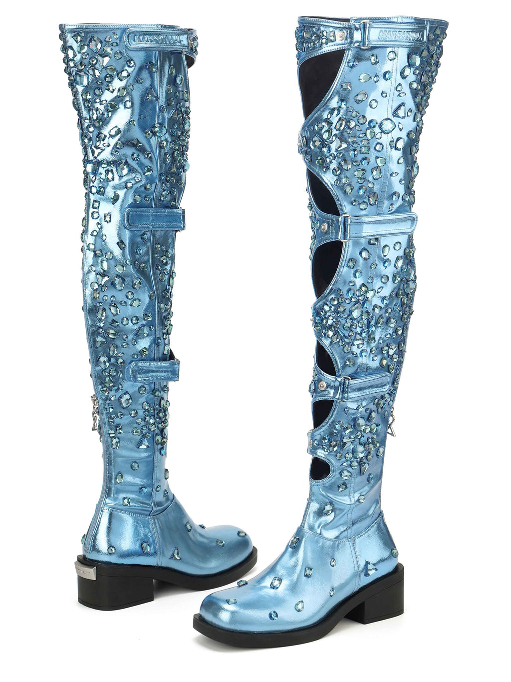 Daphne.Lab x MARRKNULL | Crystal Cutout Buckle OTK Boots