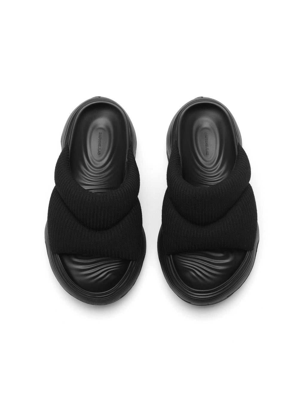 OREA Quilted Padded Platform Slides Black